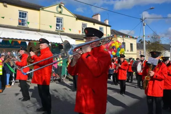 One of the marching bands in the Newport, Ireland St. Patrick's Day parade.