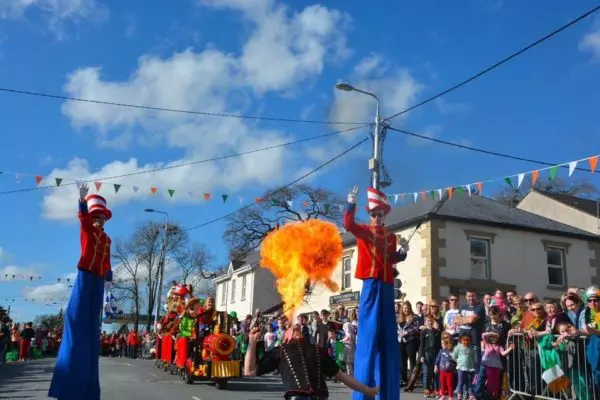 Parade celebrations and activities in Newport, Ireland.