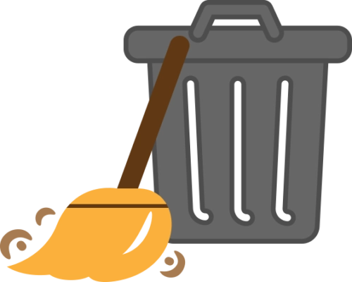 broom and trash can icon