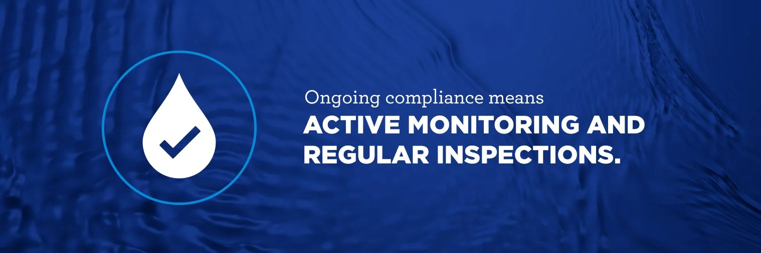 Ongoing compliance means active monitoring and regular inspections.
